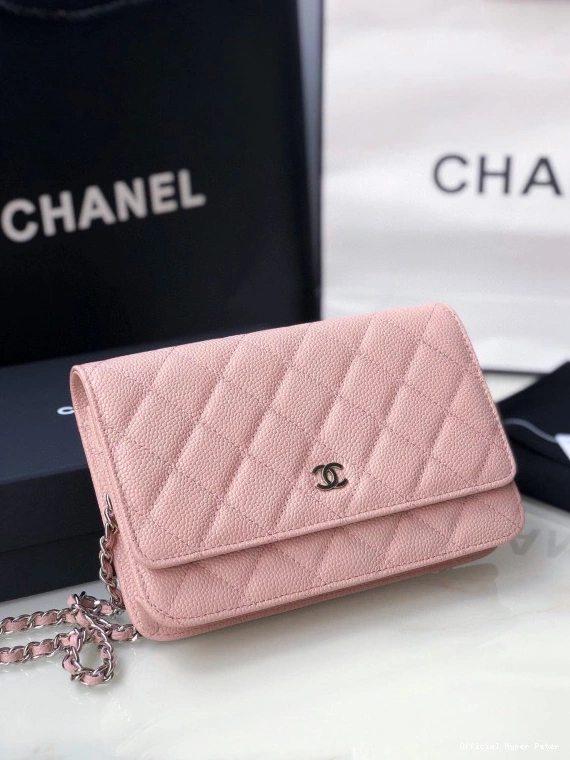 Hyper Peter SILVER WALLET CAVIAR WITH HARDWARE CHAIN CHANEL 0801